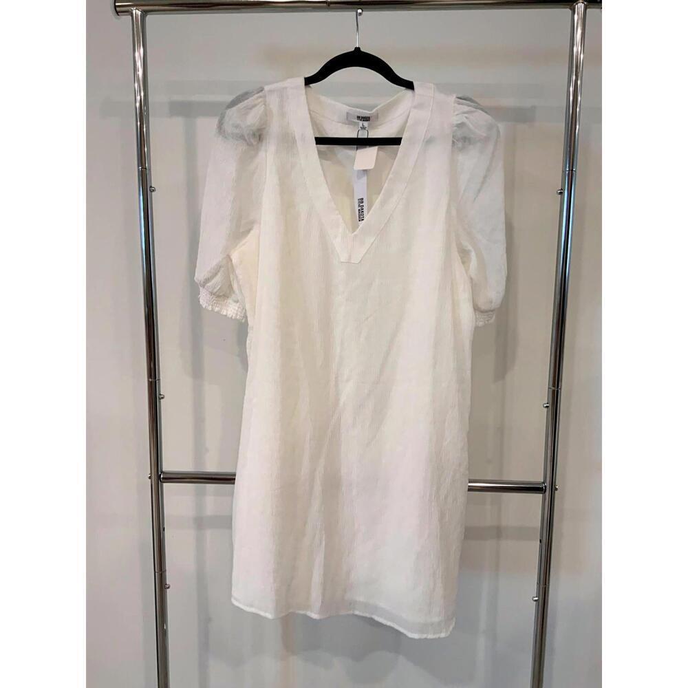 BB Dakota White Puff Sleeve Dress - Size L